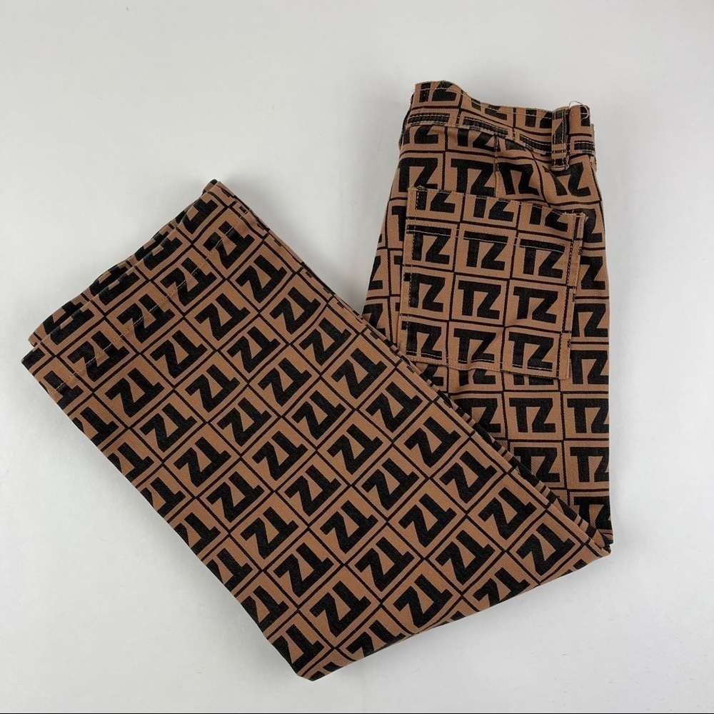 Teen Shop Pants Womens Juniors Size 13/14 Tan Black Button Fly